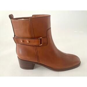 J Crew Parker Leather Moto Ankle Boots Booties Cognac size 8